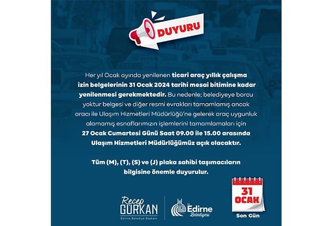 Edirne Belediyesi Ulaşım Hizmetleri