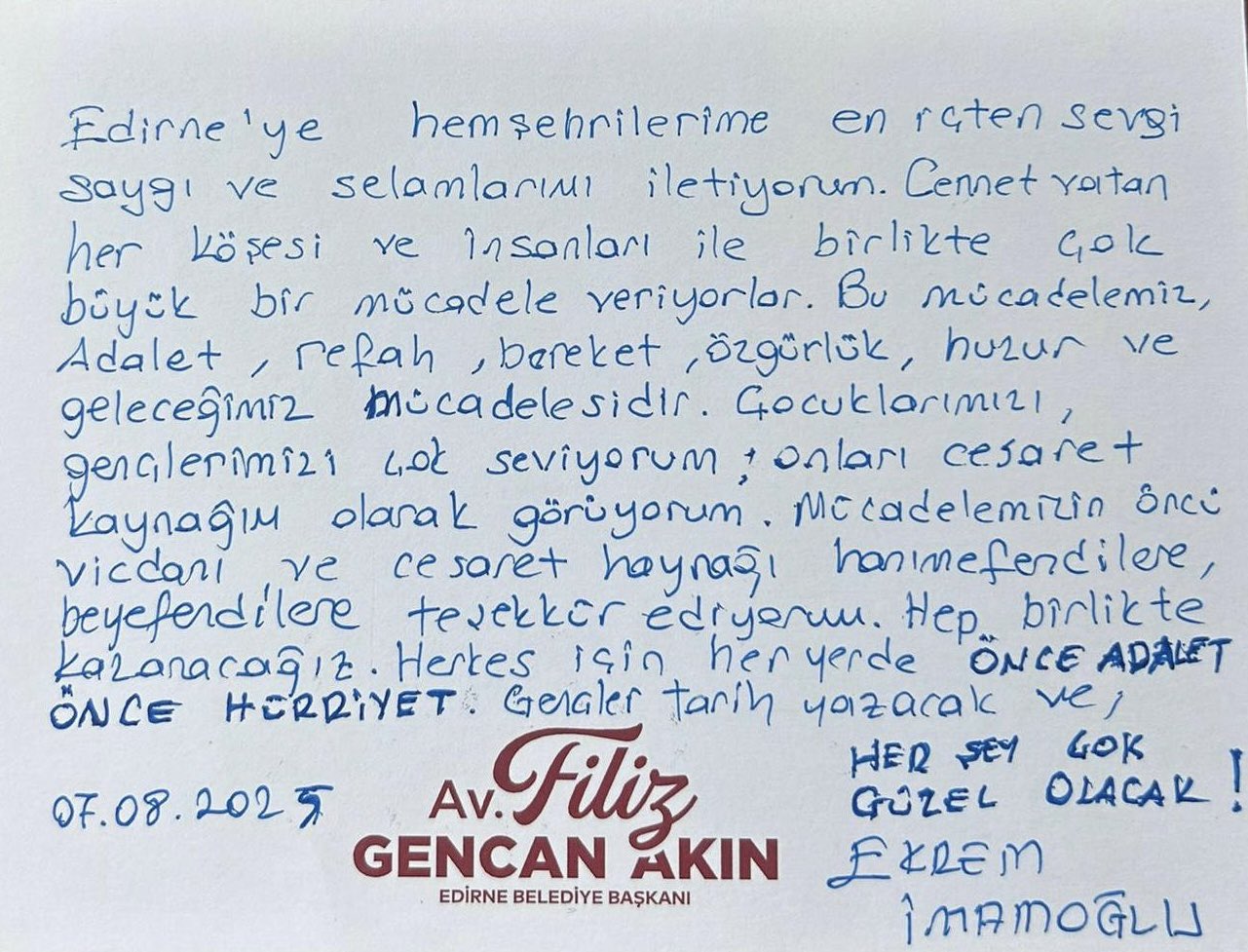 Edirne Belediye Başkanı Gencan Akın, İmamoğlu’na Destek Ziyaretinde Bulundu.. “HER ŞEY ÇOK GÜZEL OLACAK”