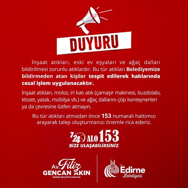 Edirne Belediyesi, inşaat atıkları