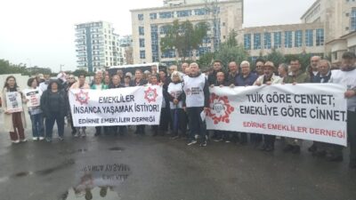 Edirne Emekliler Derneği, TÜİK İl Müdürlüğü önünde düzenlediği basın açıklamasında